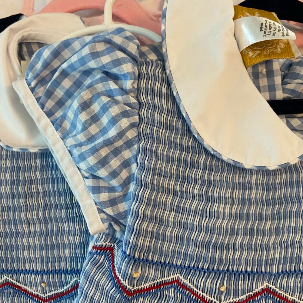 Beaufort Bonnet blue and white gingham with white daisies